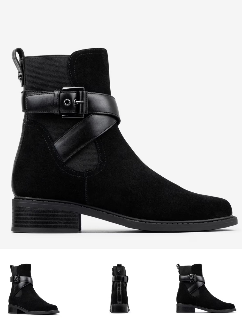 NEW Donald Pliner Mathilda Black Suede Moto Combat Boots